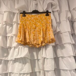 Yellow Floral Mini Skirt